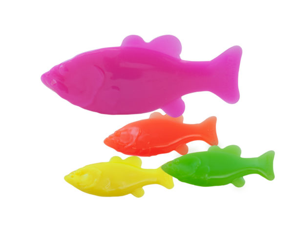 Ruff Dawg Rubber fish toys in 4 neon colors